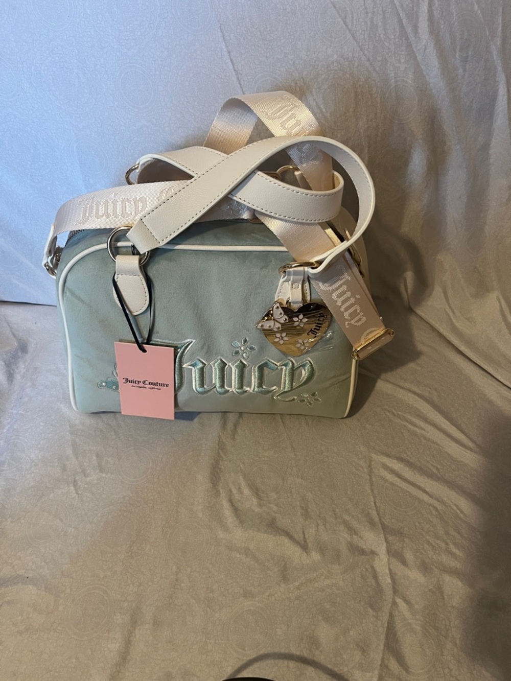 Juicy Couture Mint Crossbody Bag with White Trim and Strap New With Tags